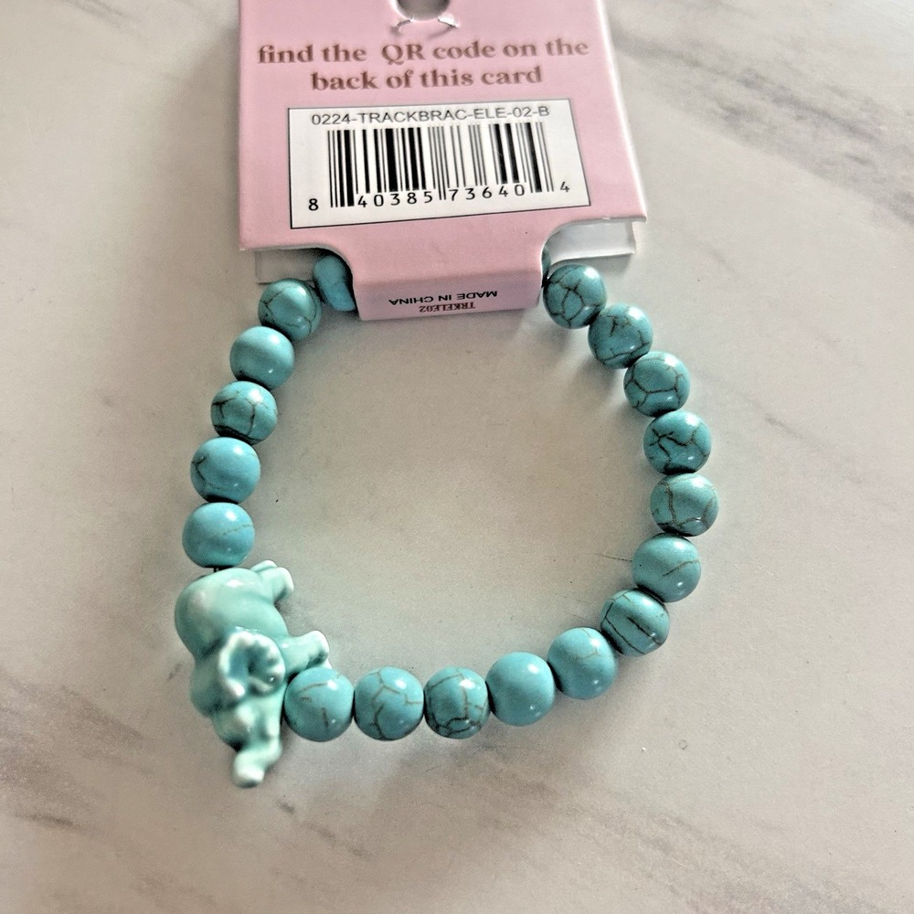 Simply Southern Conserve Protect Tracking Elephant Bracelet Agate‎ Stone Aqua #4
